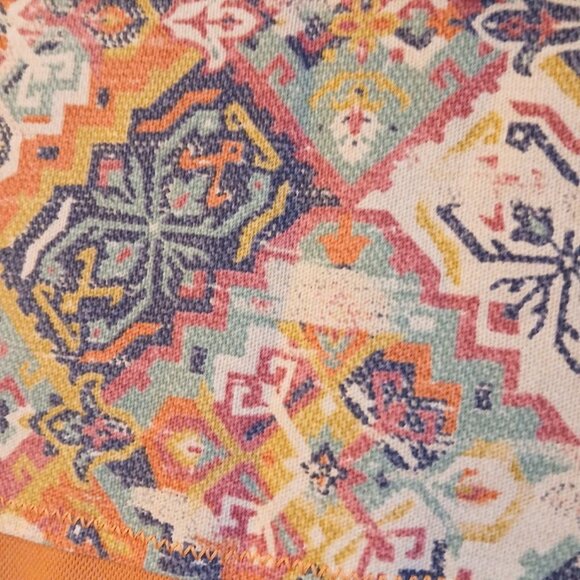 New Contrast Hoodie Sweatshirt women S Peach Blue Southwestern Print 1/2 Zip up - Picture 8 of 10